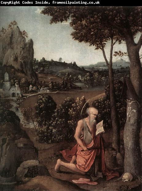 PATENIER, Joachim Rocky Landscape with Saint Jerome af